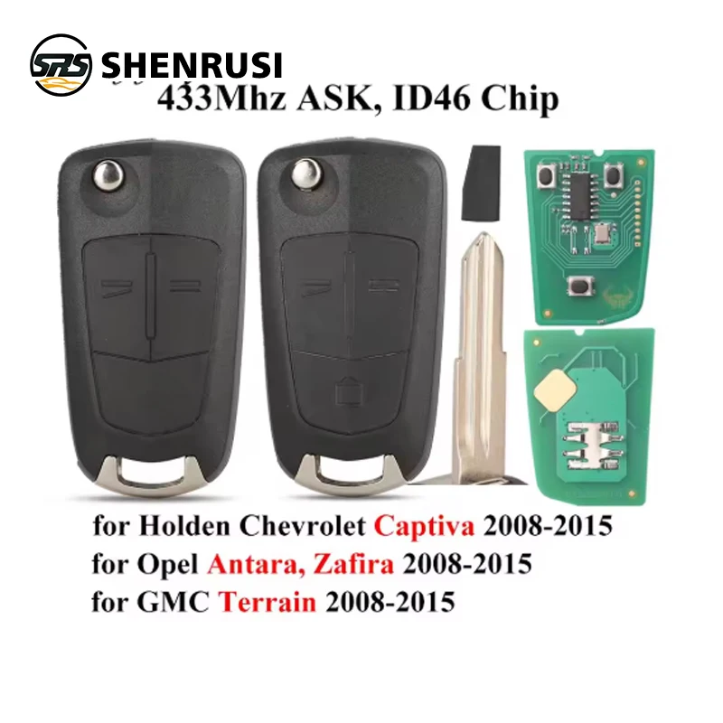 

YONSEN 2/3 Buttons 433Mhz ID46 Remote Car key Fob for Chevrolet Holden Captiva GMC Terrain Opel Antara Zafira 2008-2015