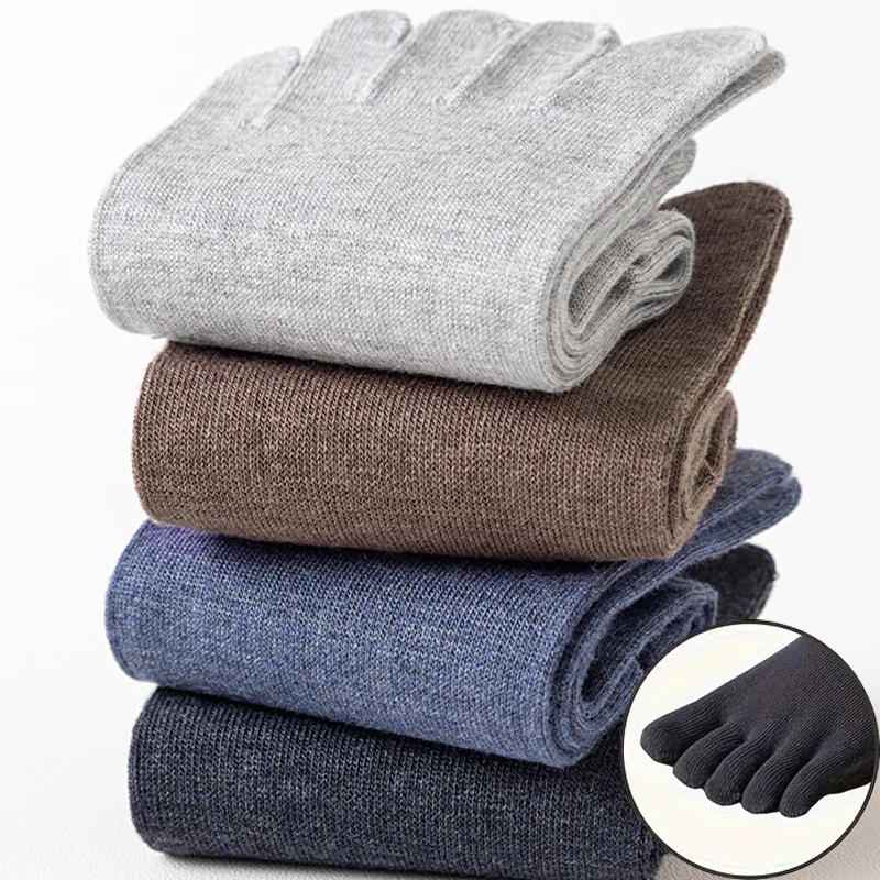 

Men Toe Socks Five Fingers Socks Breathable Cotton Socks Sports Running Solid Color Black White Grey Blue Beige Coffee Sock