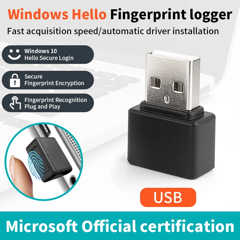 Mini USB Fingerprint Reader, Biometric Security Key for PC Laptop, Supports Windows 10/11 Hello Fingerprint Scanner