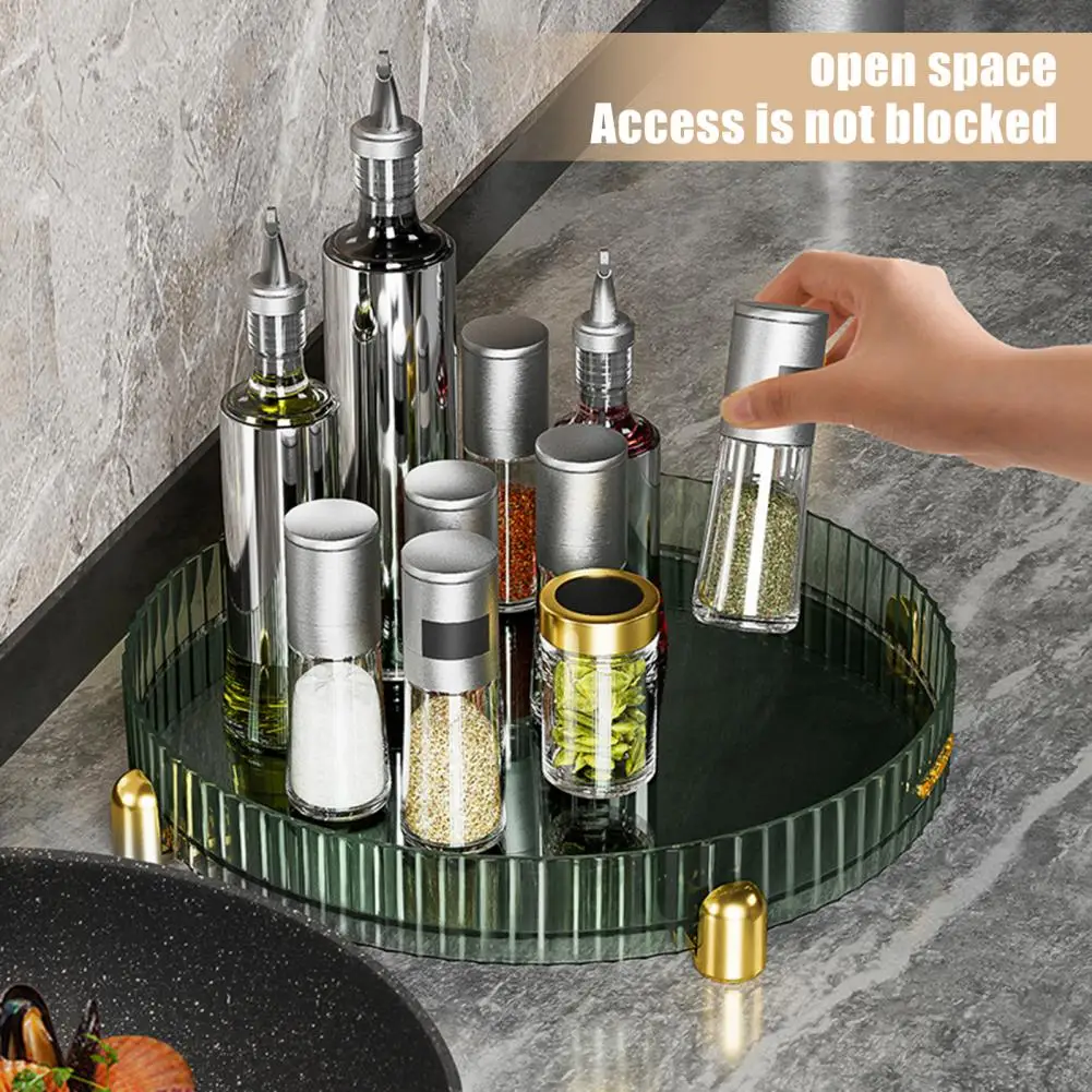 Makeup Organizer 360 Rotating Dresser Storage Rack Bathroom Organizer Perfume Kitchen Condiment Storage Rack Tray Transparent