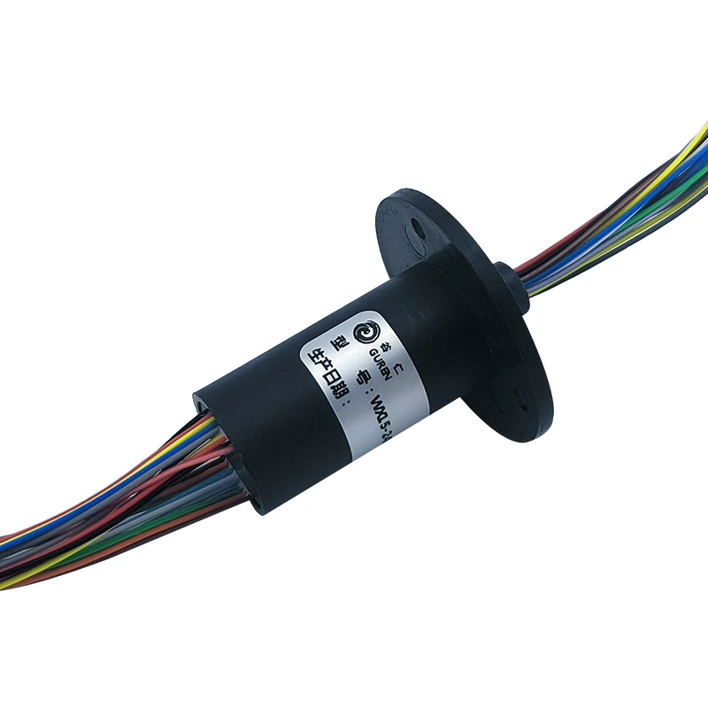 24-Channel Miniature Slip Ring Outer Diameter 15.5mm 24-Channel 2A Rotating Circuit Connector Flange-Mounted