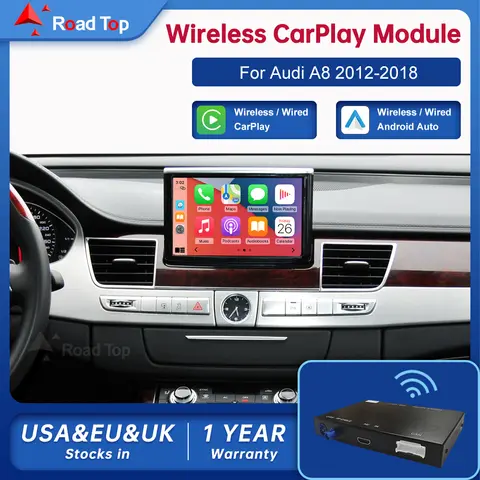 Road Top Wireless Android Auto For Audi Car A8 2012-2018 Carplay Interface Mirror Link Air Play