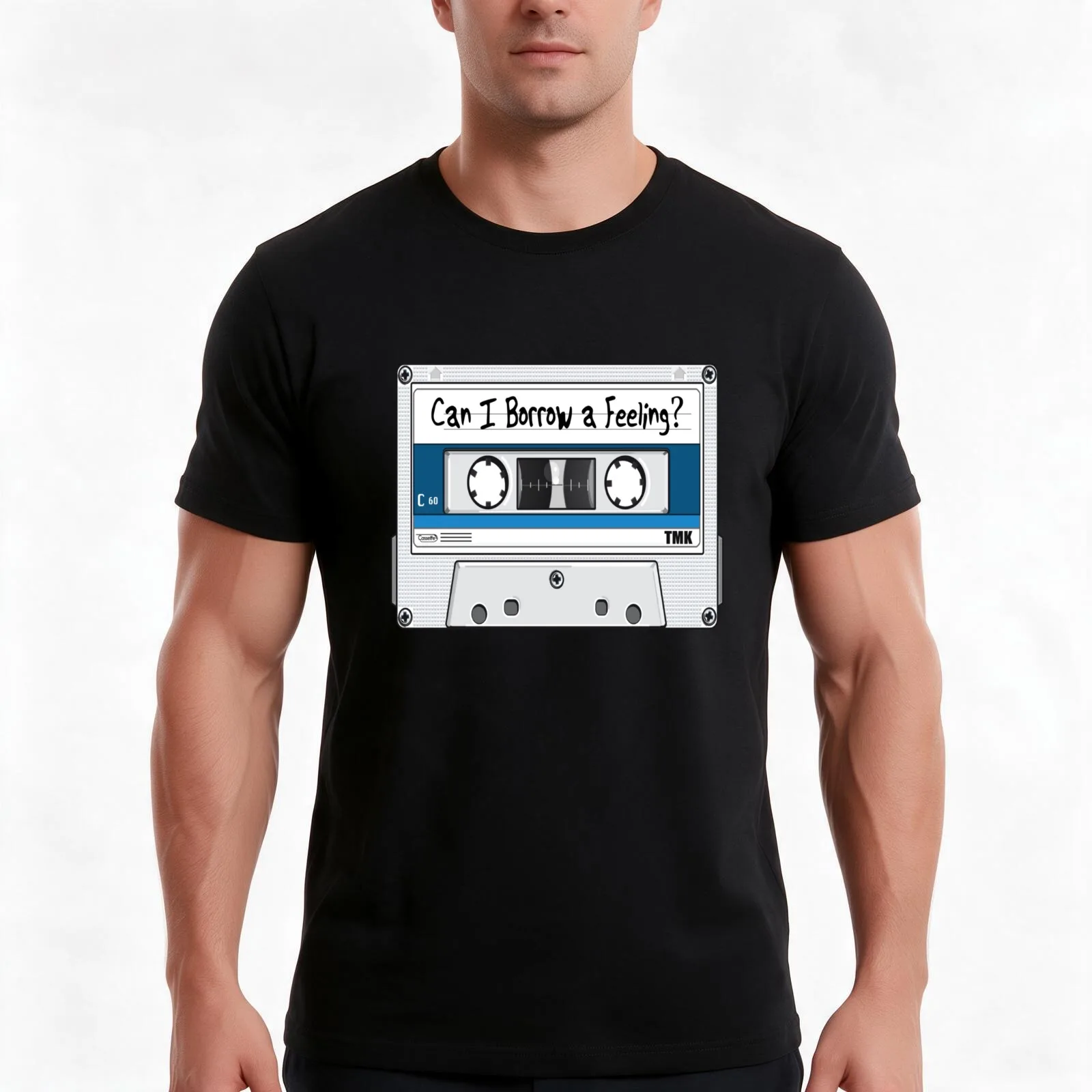 borrow cassette T-Shirt, Summer Casual Cotton Tee, Oversized Streetwear Tops, Vintage Graphic Print, Loose Fit Short Sleeve