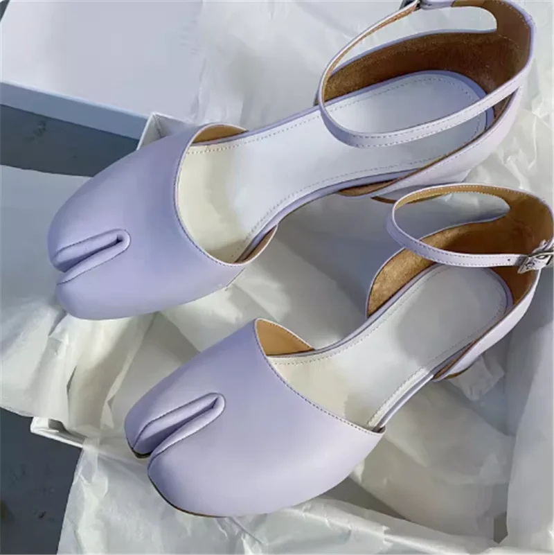 Patent Leather Split Toe Sandals Brand Designer Summer Black Mary Janes Ladies High Heel Buckle Shoes for Women Dress Pumps