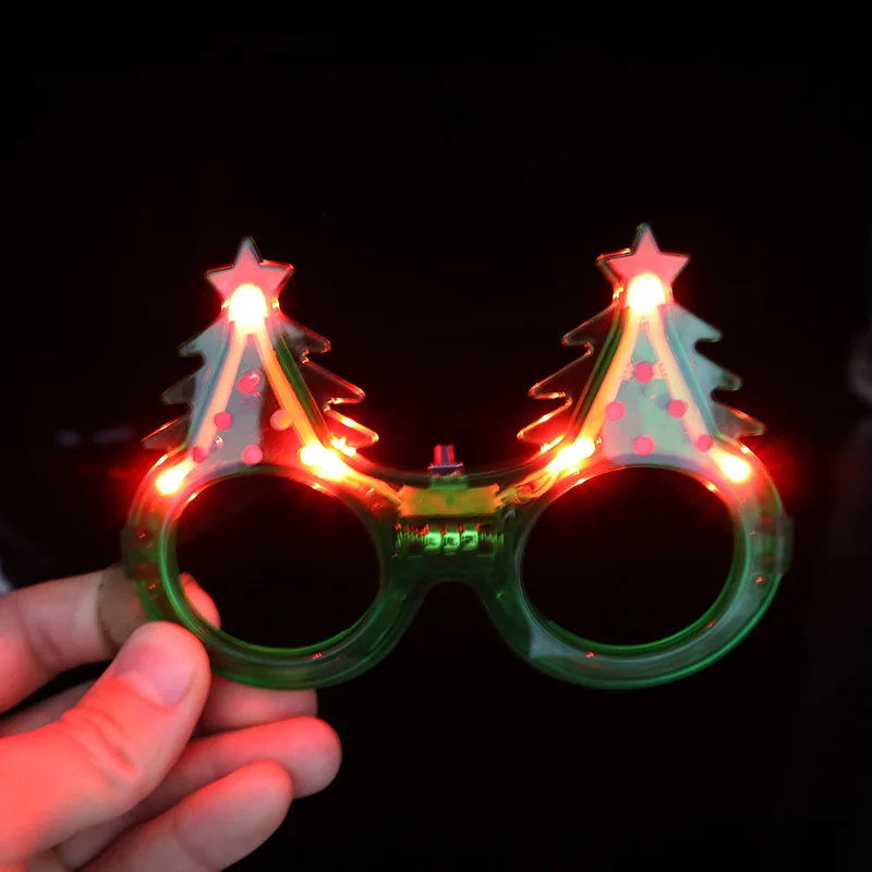 Christmas Tree Shaped Led Light Flashing Glasses Funny Christmas Light Up Glowing Glasses for 2025 Christmas Party Bar Decors