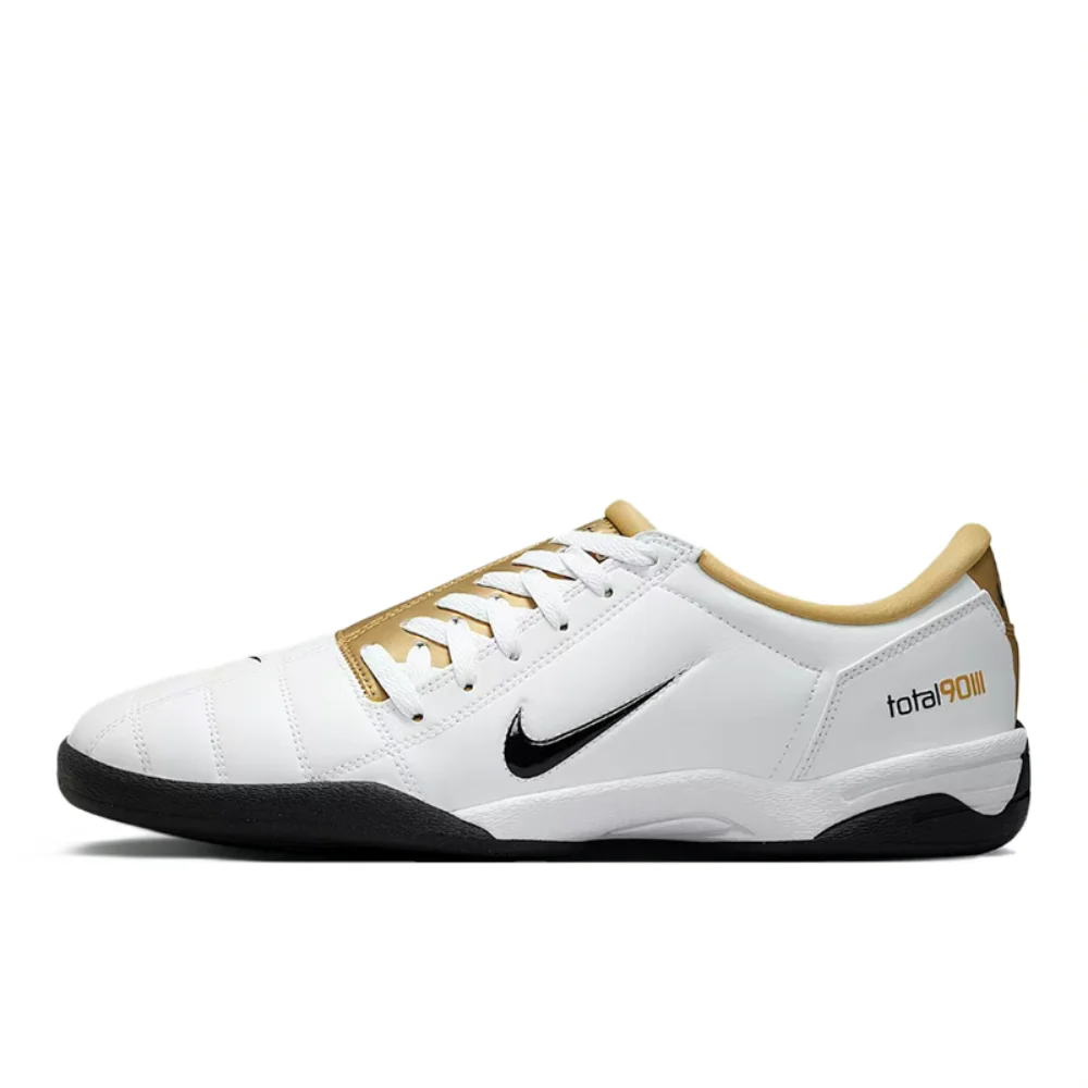 Nike Total 90 III Premium Durable, Minimalist, Lightweight, Two-Tone Low-Top Soccer Cleats for Men in White and Gold HJ9351-101