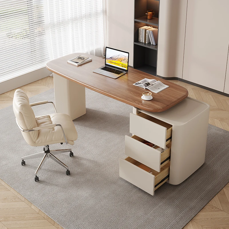 French Cream Corner Office Desk Designer High Medical Aesthetics Office Desk Consultation Design Office Furniture Pupitre XYOD