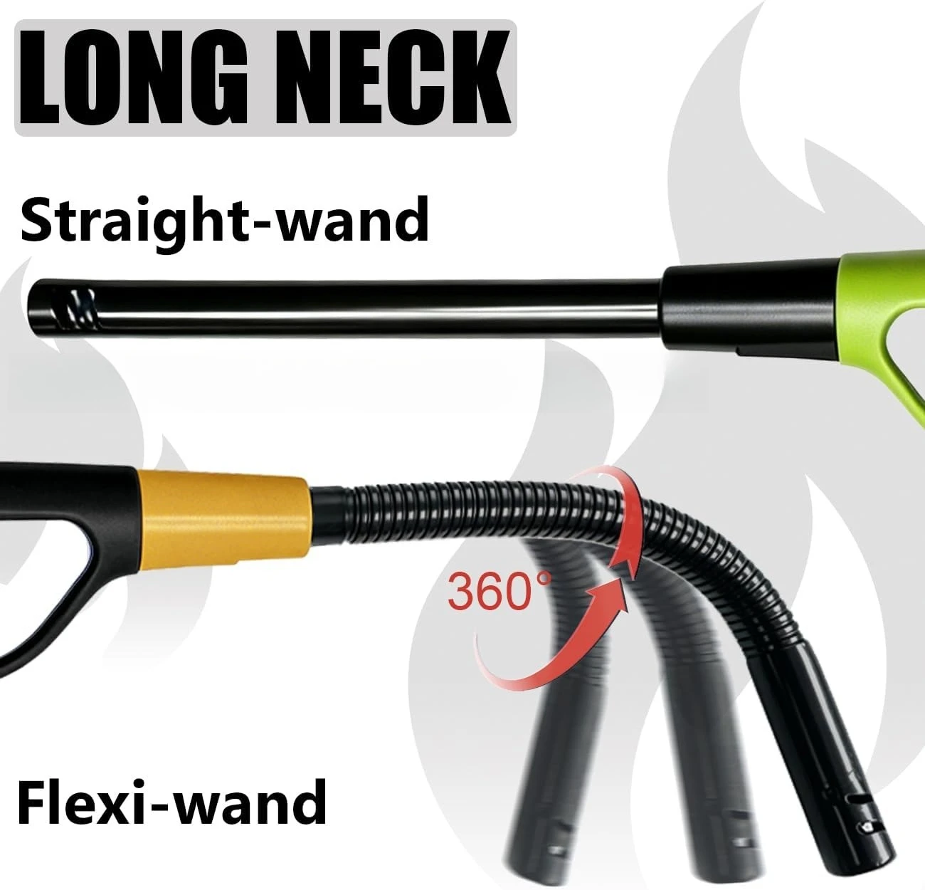 Refillable Long Reach Butane Candle Igniter Built-in Safety Lock Gas Lighter, Ideal Tool for Candles, Grills, BBQ & Home Kitchen
