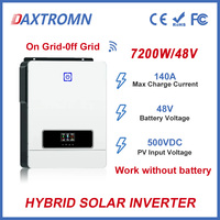 DAXTROMN 7200W Hybrid Solar Inverter 48V 220V On/Off Grid Inverter 7.2kw Pure Sine Wave Inverter Built-in 140A MPPT Charge