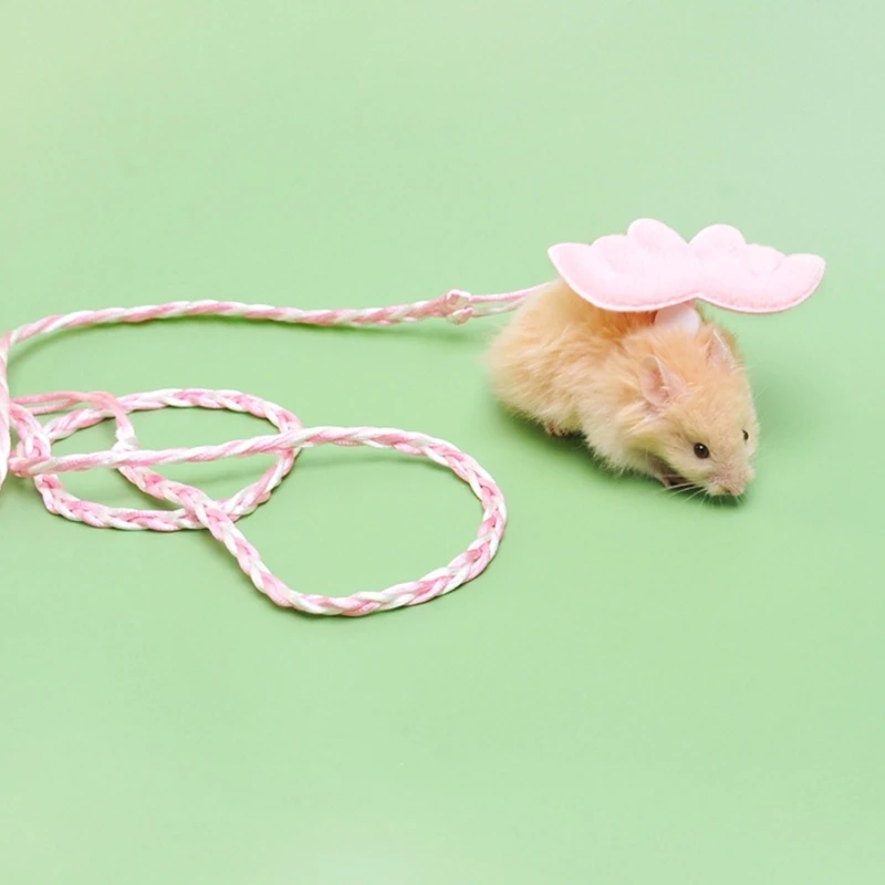 H7EA Plush Wing Hamster Harness with Traction Rope Comfortable Pet Wear for Hamster Ferrets and Small Animals Outdoor