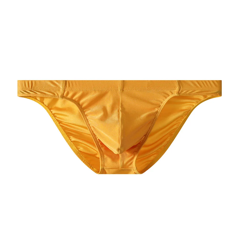 Men's Low Waist Briefs With U Convex Pouch Lightweight Solid Color Underwear Daily Underpants Red Green Yellow