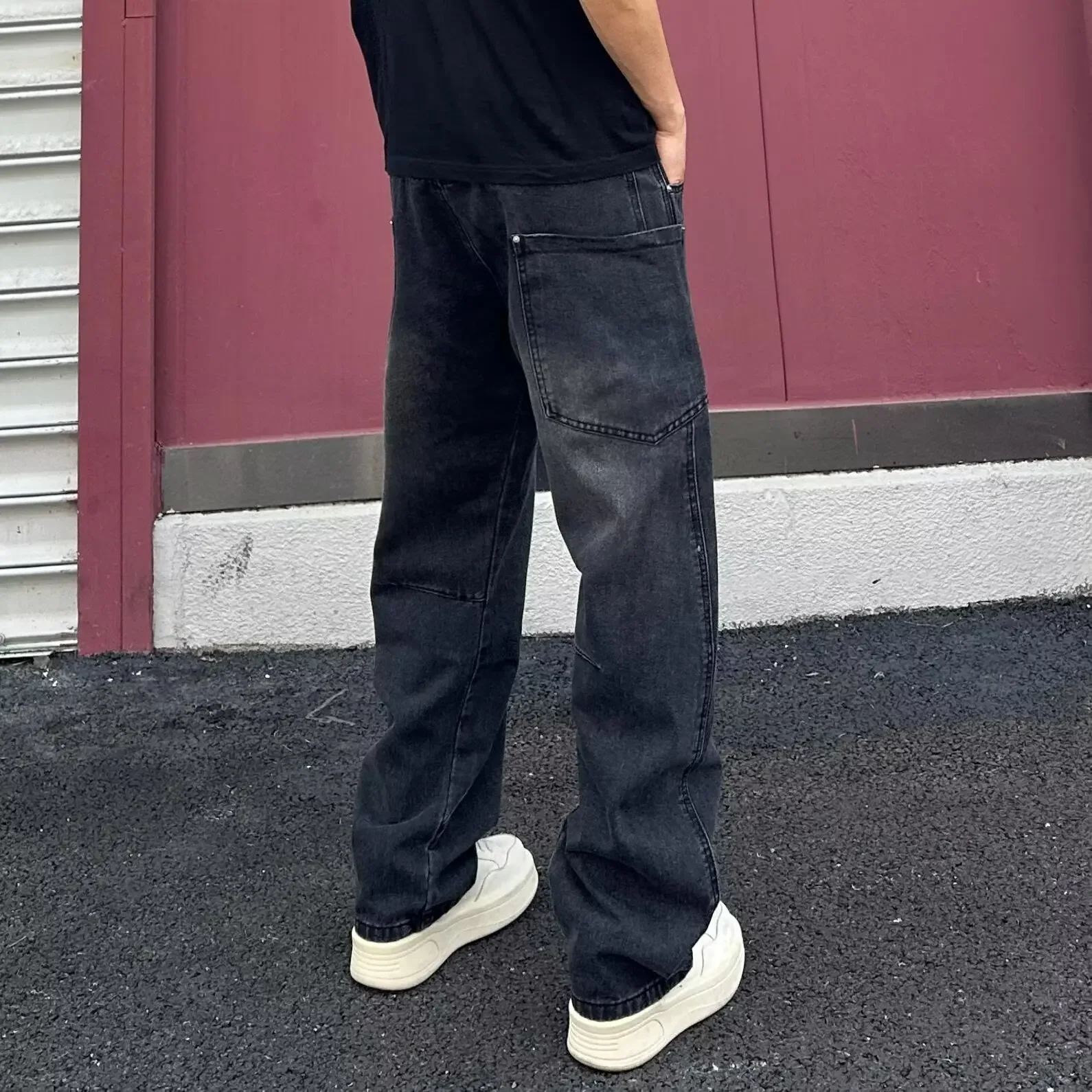 Hippie Pants Men's Baggy Jeans Summer Wide Leg Skater Denim Pants Casual Loose Fit Trend Long Trousers Streetwear