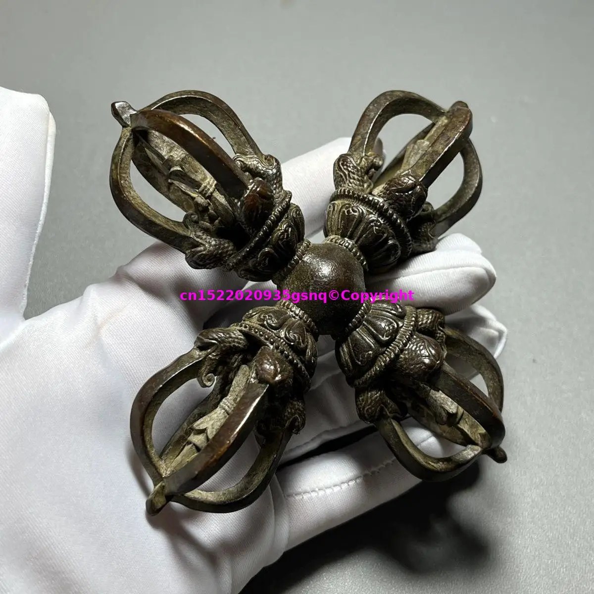 Wholesale Buddhist supplies bronze Carving cross-shaped vajra buddha talisman exorcise evil spirits blessed family peace