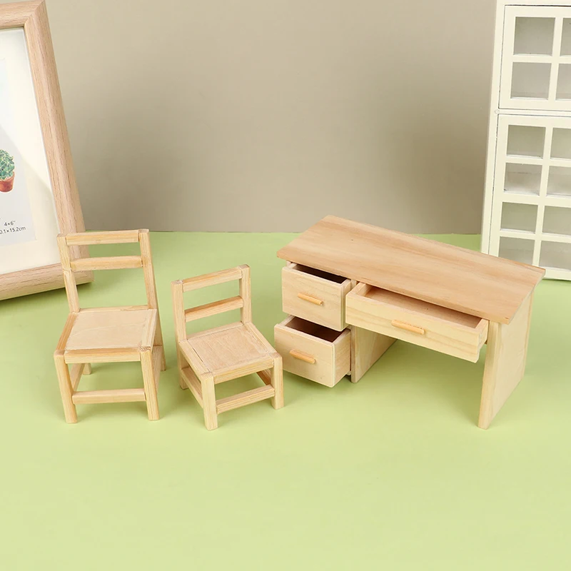 Dollhouse Miniature Simulation Mini Desk Chair Model Furniture Accessories For Doll House Decor Kids Pretend Play Toys DIY Gift