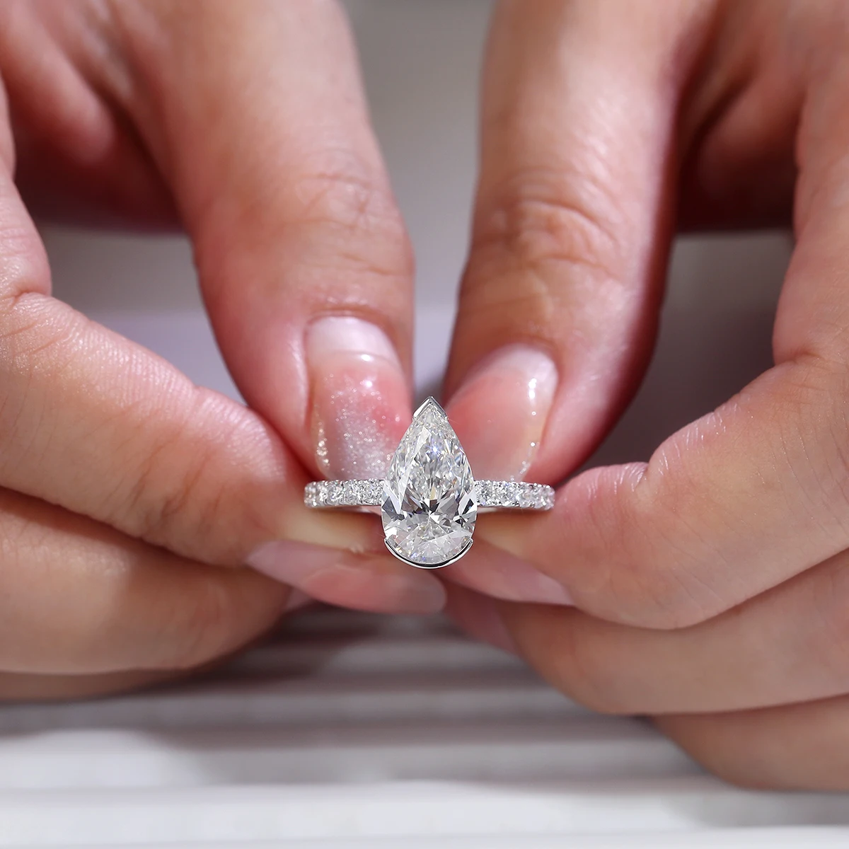 Provence Luxury Solitaire Ring half band 9K10K Gold IGI 3ct Lab Diamond wedding bands Engagement cocktail Fine jewelry Gifts view 4