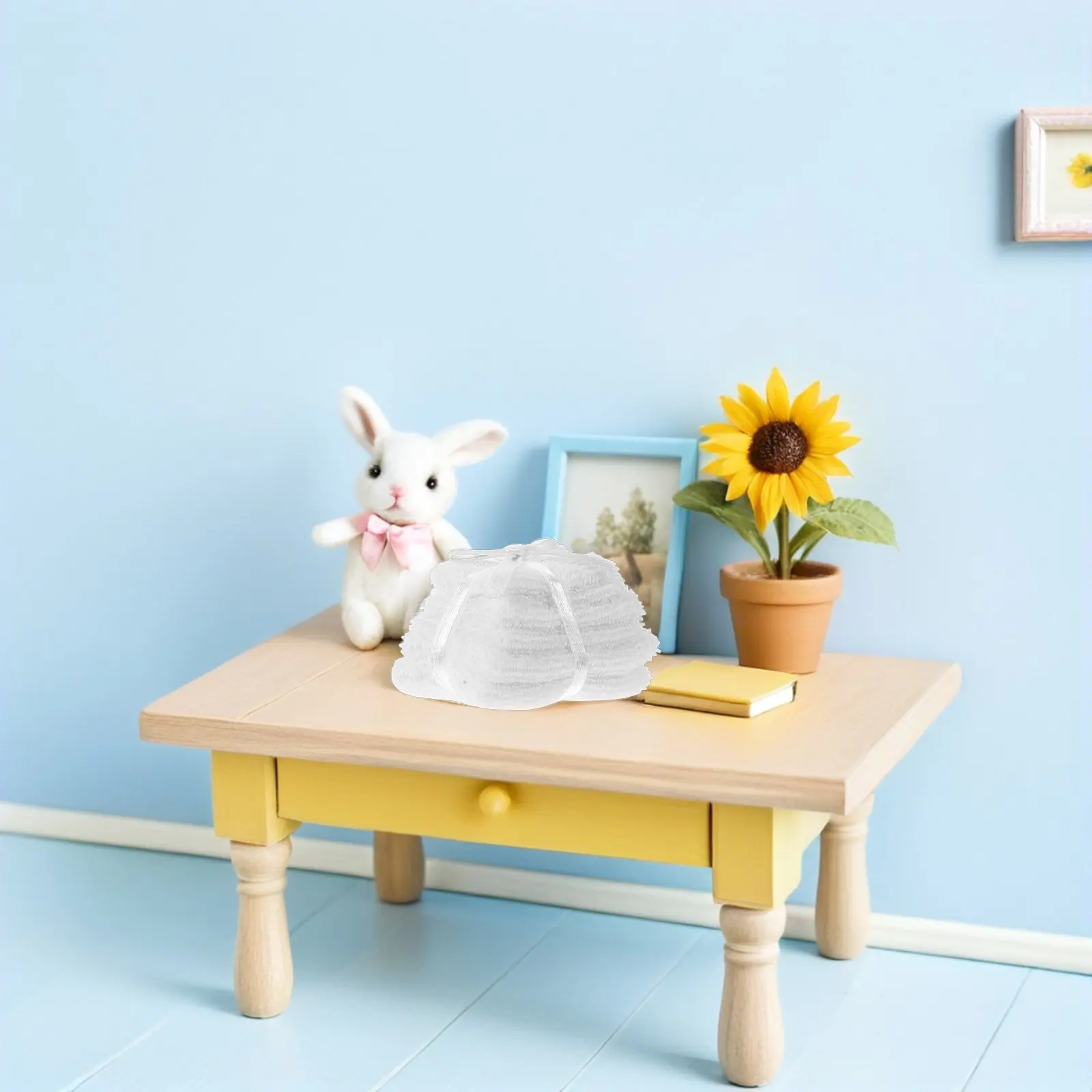 2Pcs Miniature Dollhouse Bathroom Towels Set Compact Fabric Hand Towels for Miniature Bath Accessories Dollhouse Towel Set view 2