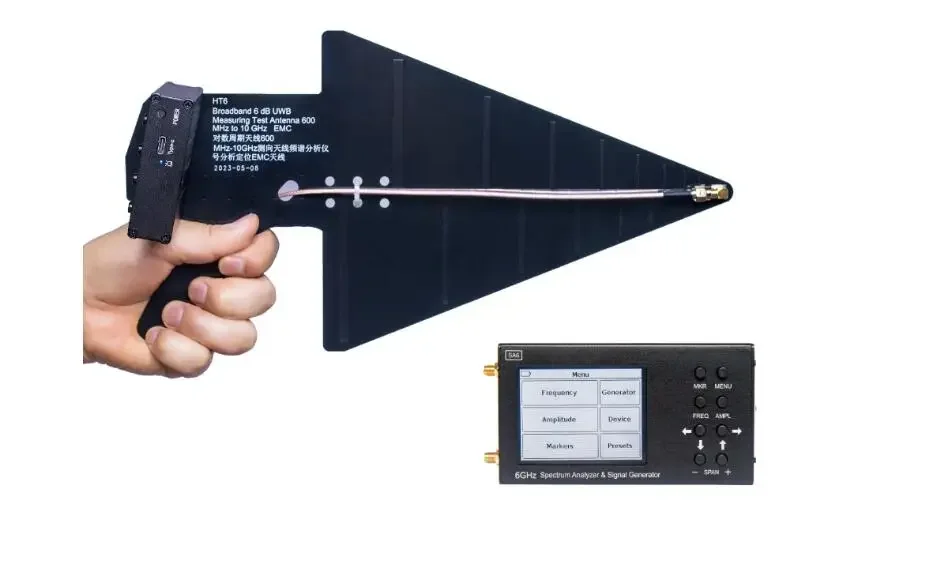 

6GHz SA6 RF Spectrum Analyzer Spectrum Signal Genertor + HT6 Log Periodic Antenna LPDA for 3G 4G LTE CDMA DCS GSM GPRS GLONASS