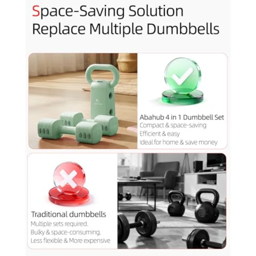 Home gym dumbbell set: 4-in-1 adjustable weights with kettlebell grip converter steel construction black and gray space-saving view 5