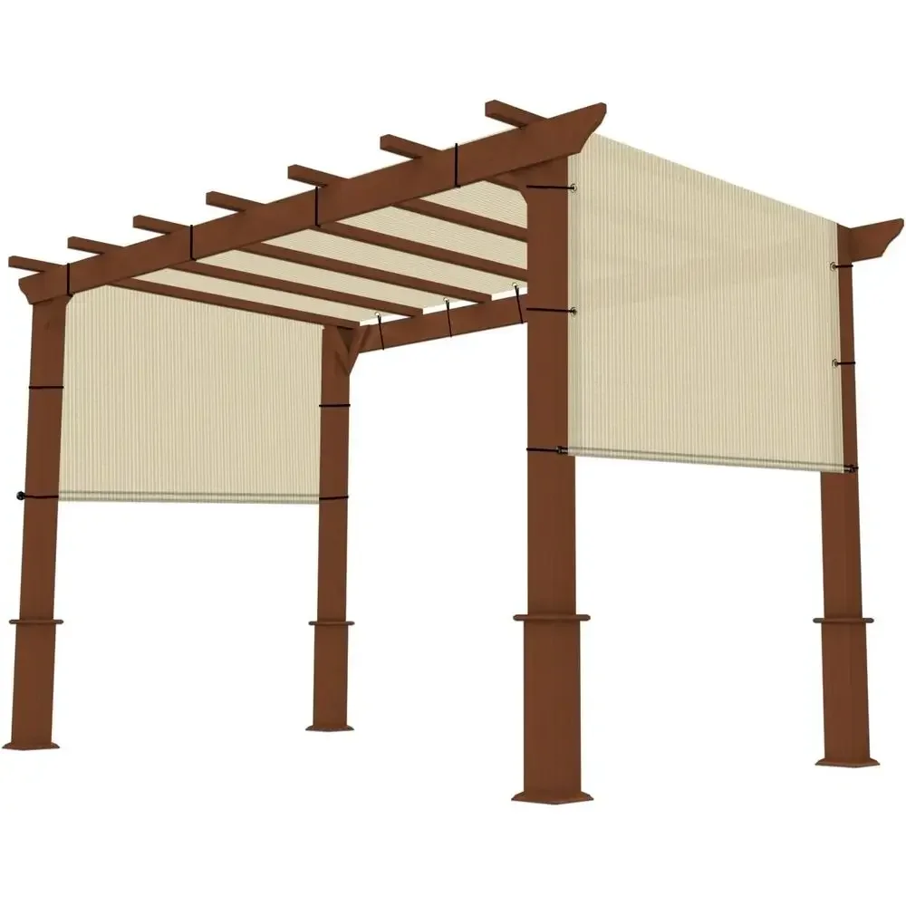 15' x 40' Unil Pergola Shade Cover Replacement with Grommets Weighted Rods Permeable or Outdoor Patio Porch Backyard Gazebo Beig