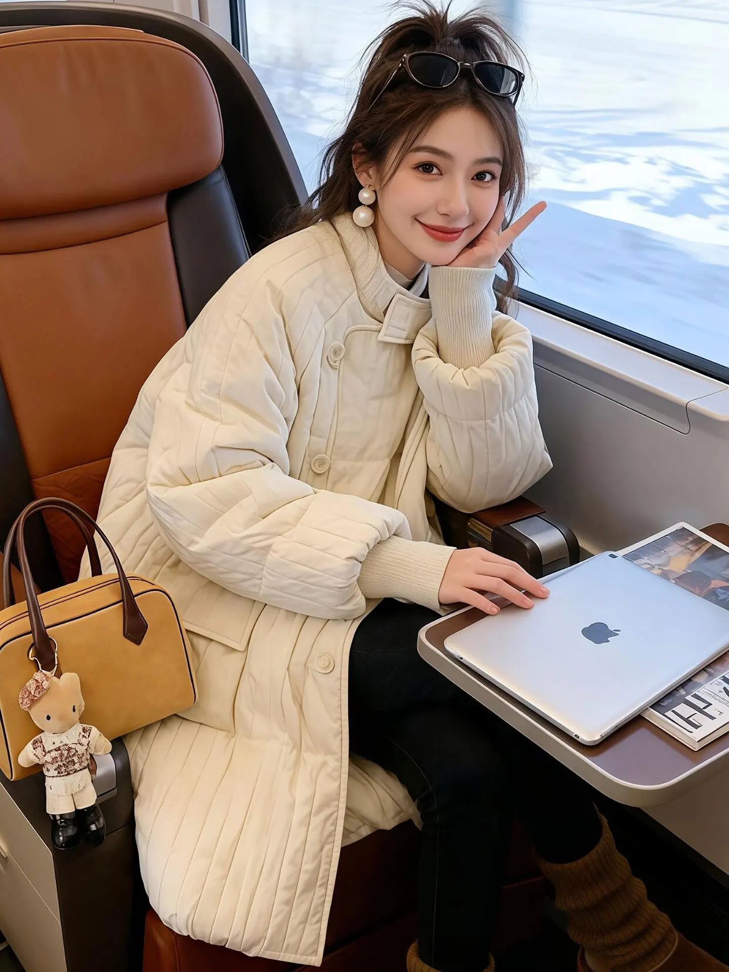 

Thiened down Cotton Jaet Women's Winter Clothes New Sle Warmth Bread Coat Outerwear Korean Loose Fit Zipper Closure