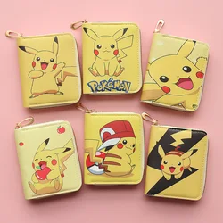 Anime Pokemon Pikachu Wallet PU Cute Cartoon Fashion Coin Purse Compact Zip Wallet Card Holder Mini Coin Purse Children's Gifts