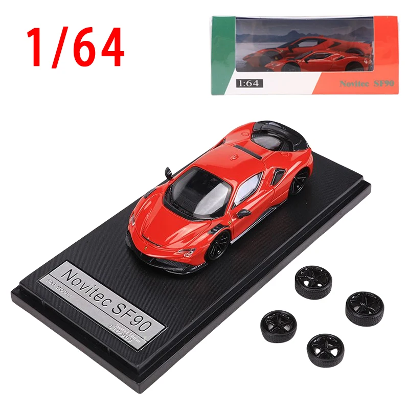 Diecast 1/64 Scale Ferrari SF90 Novitec Modified Car Model Alloy Ferrari SF90 Replaceable Wheel Hub Car Model Collection Pieces