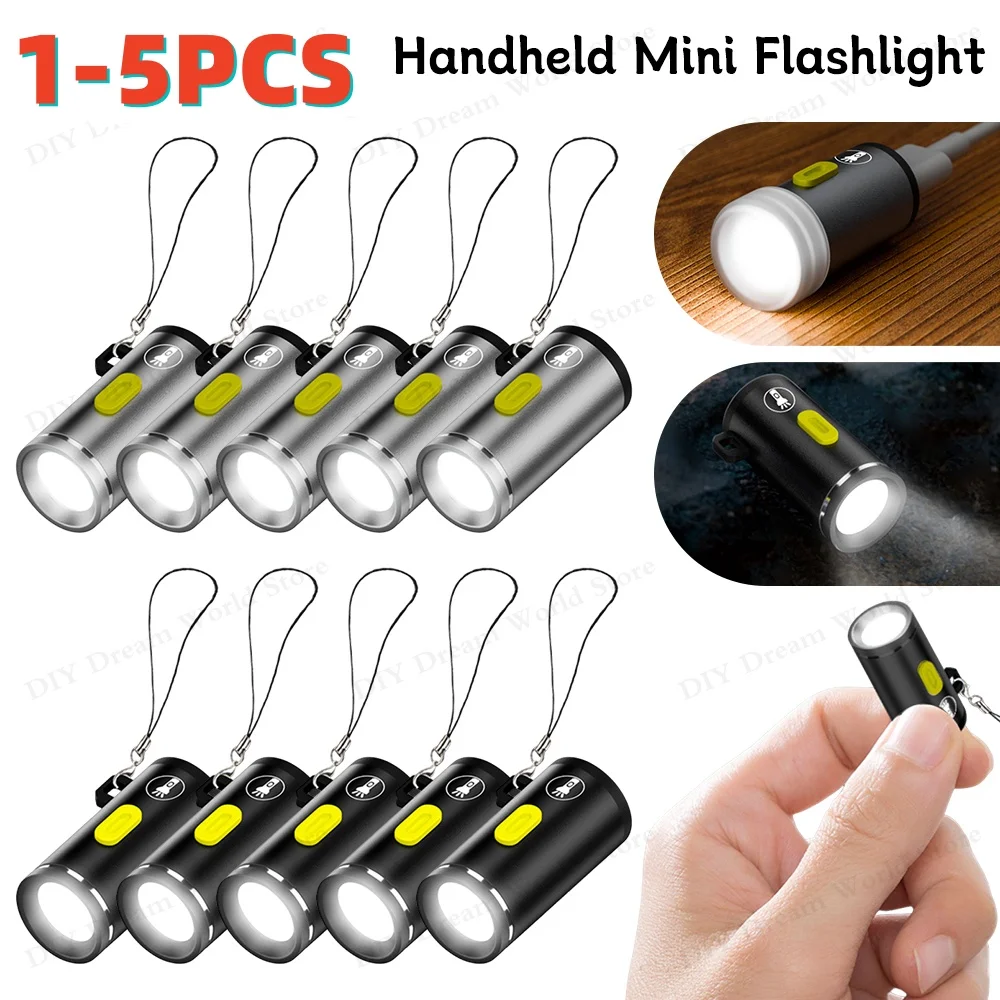 

1-5pcs Mini High Brightness LED Flashlight Powered By Type C Connectors Aluminum Alloy LED Light Torches For On Travel Use Flash
