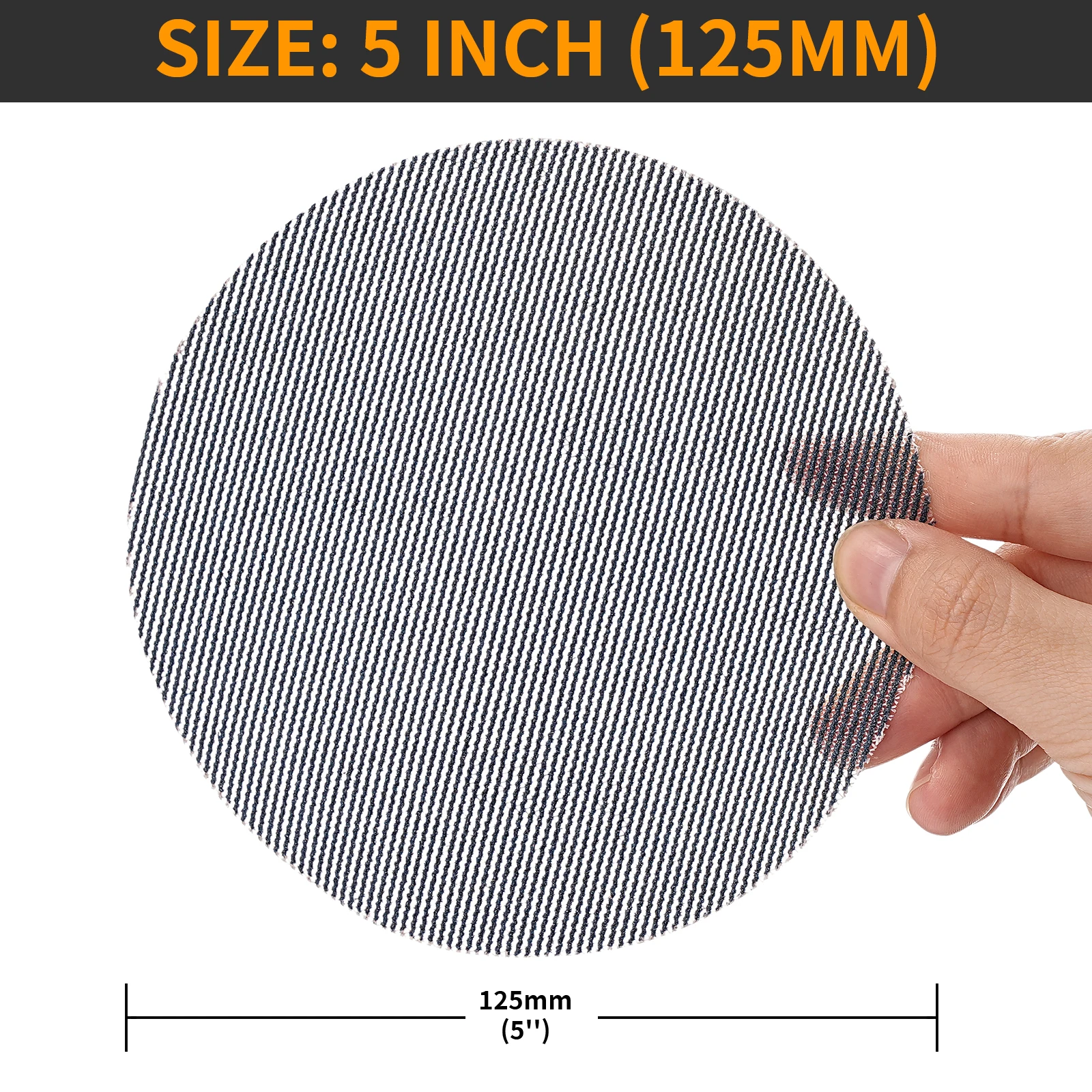 50/100개 5인치 125mm 새롭게 업그레이드된 메쉬 샌딩 디스크 80-320 그릿 훅앤루프 무진동 연마 패드 (목재/금속 광택용)