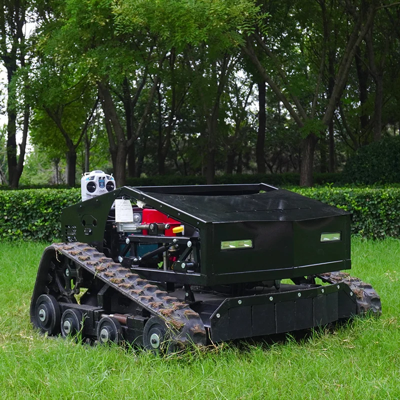 Customized Factory Direct Cheap Grass Shredder Robot Lawnmover Petrol Remote Control Robot Grass Mower Tracked Mower