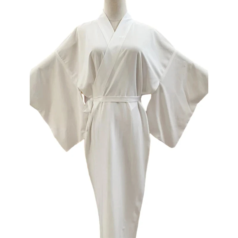 WomenTraditional Japanese Kimono Juban White Yukata Dress SLong Robe With Belt Gown Haori Kimonos Inner Wear Accessories