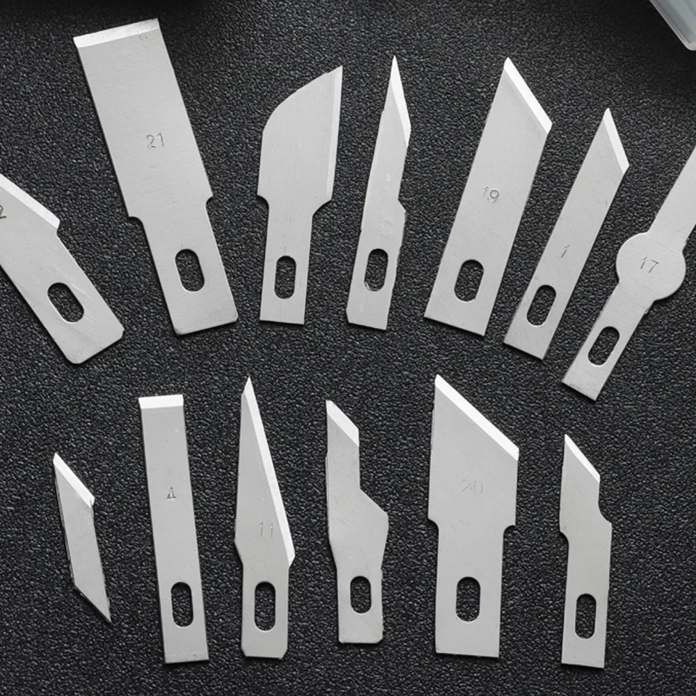 10Pcs Metal Craft Knives Blades Cutter Scalpel Knife Parts Non-Slip Engraving Hand Tools for Mobile Phone PCB Repair Accessories