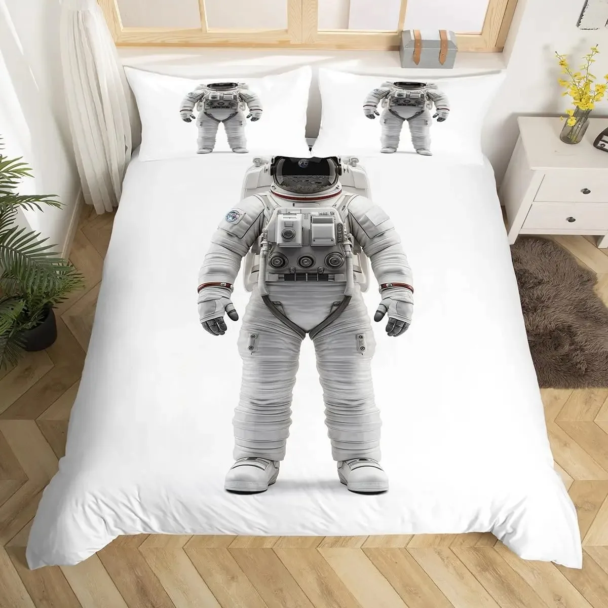 

Astronaut Comforter Cover Universe Galaxy Bedding Set Outer Spaces Theme Duvet Cover Boys Kids Starry Sky RCover