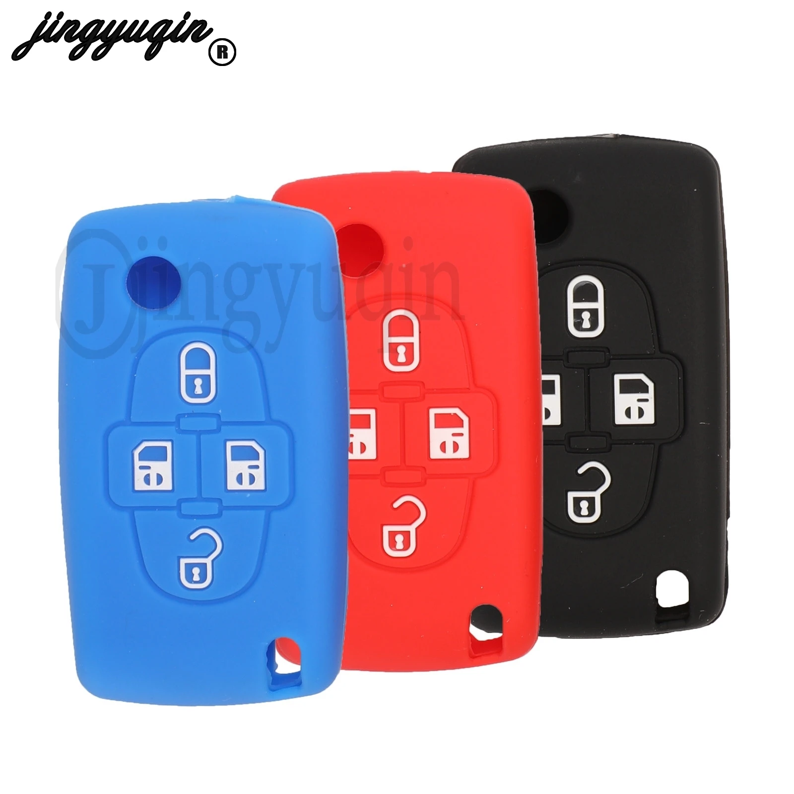 Silicone Car Remote Key Fob Shell Cover Case For For Peugeot 4 Button  1008 807 Citroen C8 Skin Holder 2007 2008 2009