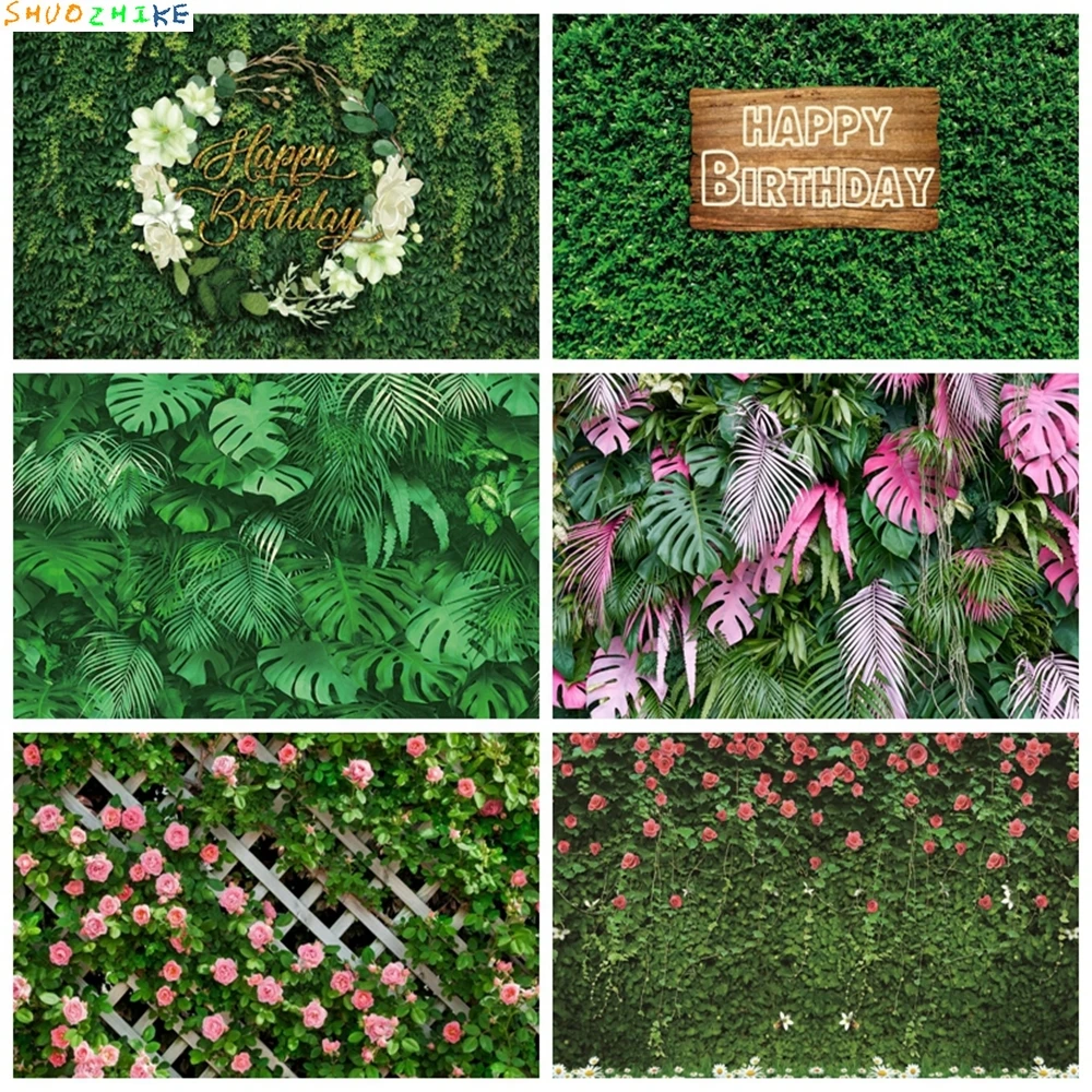 

Grass Green Leaves Backdrop Summer Tropical Jungle Baby Birthday Party Wedding Portrait Photography Background For Photo Studio