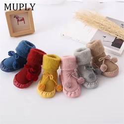 Winter New Baby Boy Girl Socks Shoes Kids Newborn Boys Non-slip Sock Children's Cotton Child Anti Slip Slippers With Rubber Sole