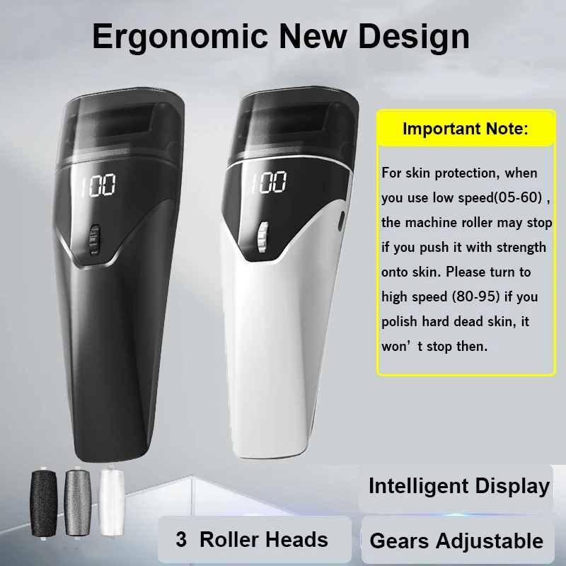 2025 جديد الكهربائية ملف القدم طاحونة 100 والعتاد 3 بكرات نوع-C قابلة للشحن باديكير أداة كعب الجلد الميت تقشير الكالس مزيل