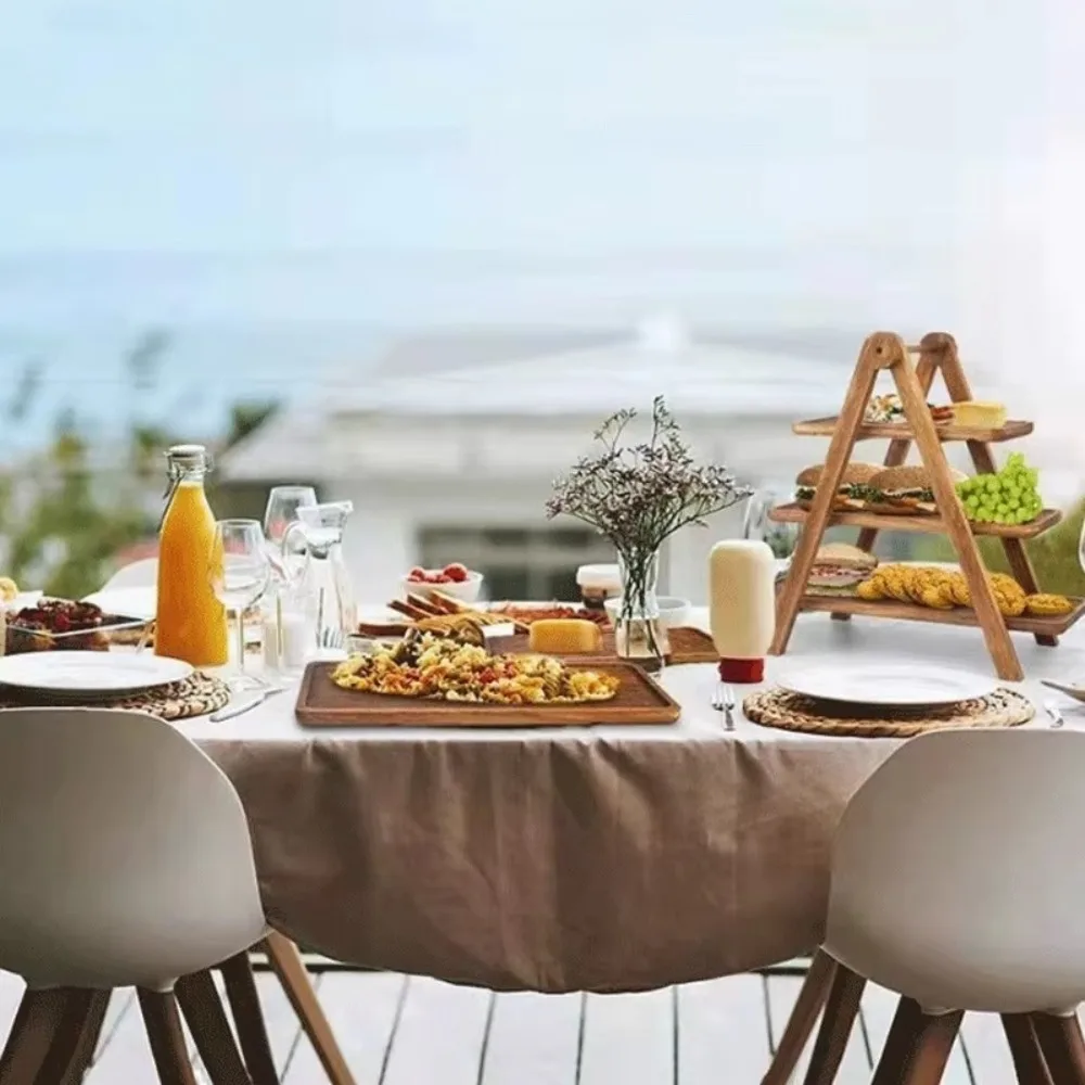 

New 3 Layers Wooden Serving Platter Detachable Foldable Food Serving Rack Multi-Function Food Storage Shelf For Wedding Party