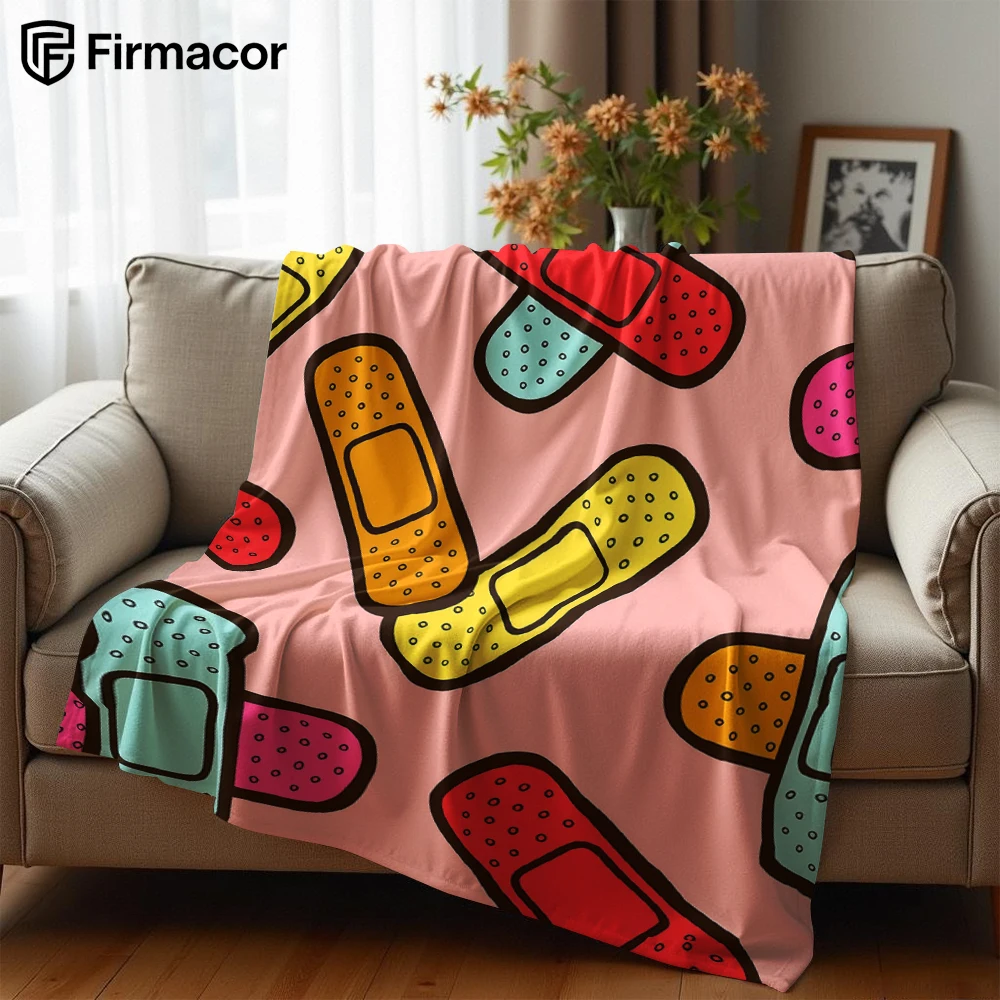 Bandage Cartoon Anime Print Flannel Blanket Soft Warm Throw for Kids Bedroom Sofa Bed Christmas Office Car