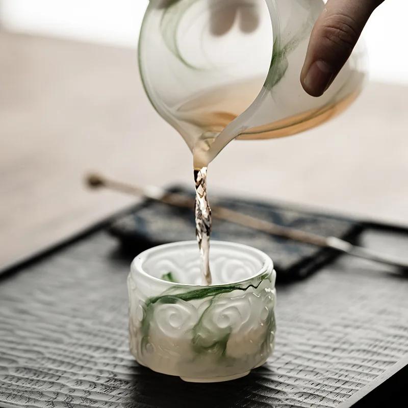 

White Jade and Lapis Lazuli Owner's Cup, Chinese Personal Tea Cup, Single Cup for Home Use, Small Gongfu Tea Set Cup