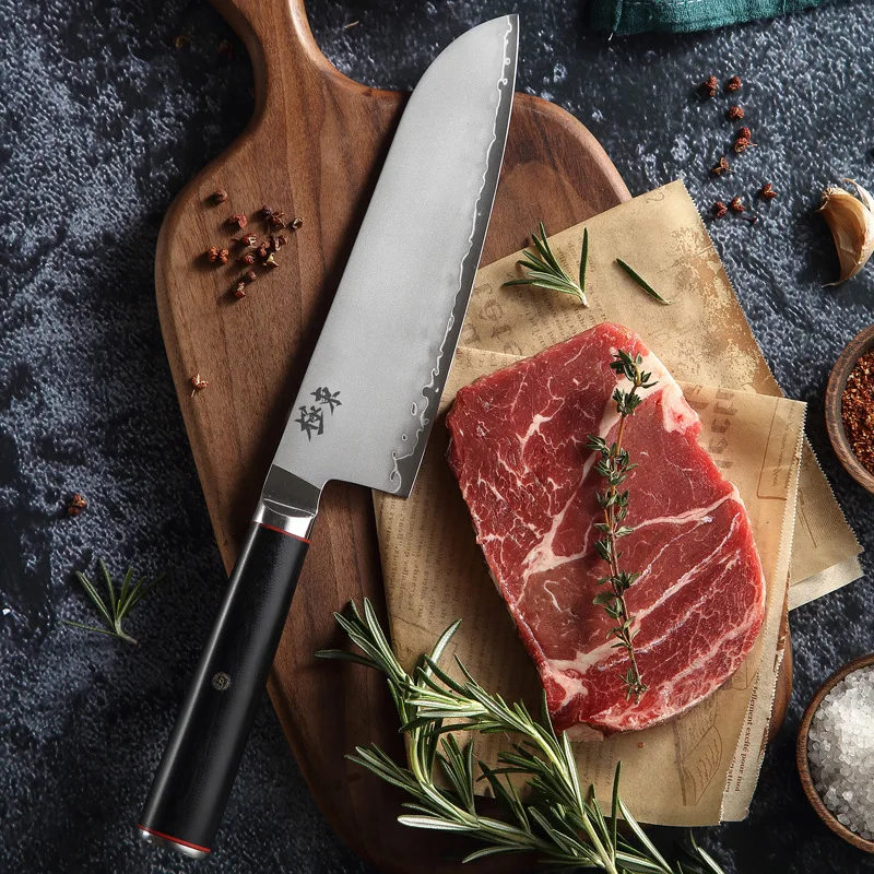 7 بوصة سكين Santoku 3 طبقات يرتدون الصلب AUS-10 شفرة الشيف الساطور اللحوم تقطيع الخضروات سكاكين المطبخ اليابانية أدوات الطبخ