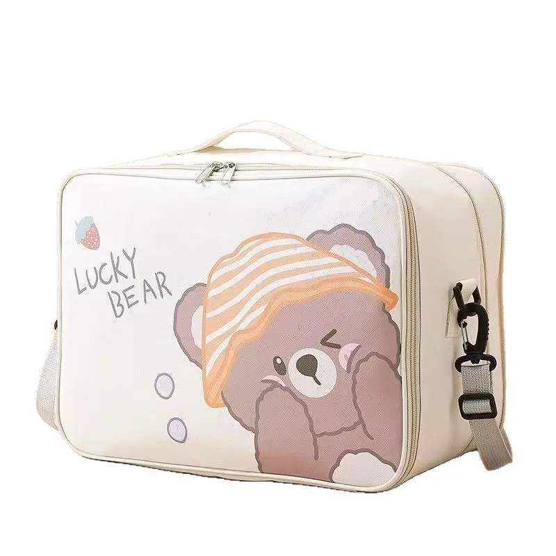 곰 인쇄 시리즈 여행 가방 남여 패션 나일론 접이식 대용량 수하물 팩 여성 핸드백 새로운 여자 여행 토트 백