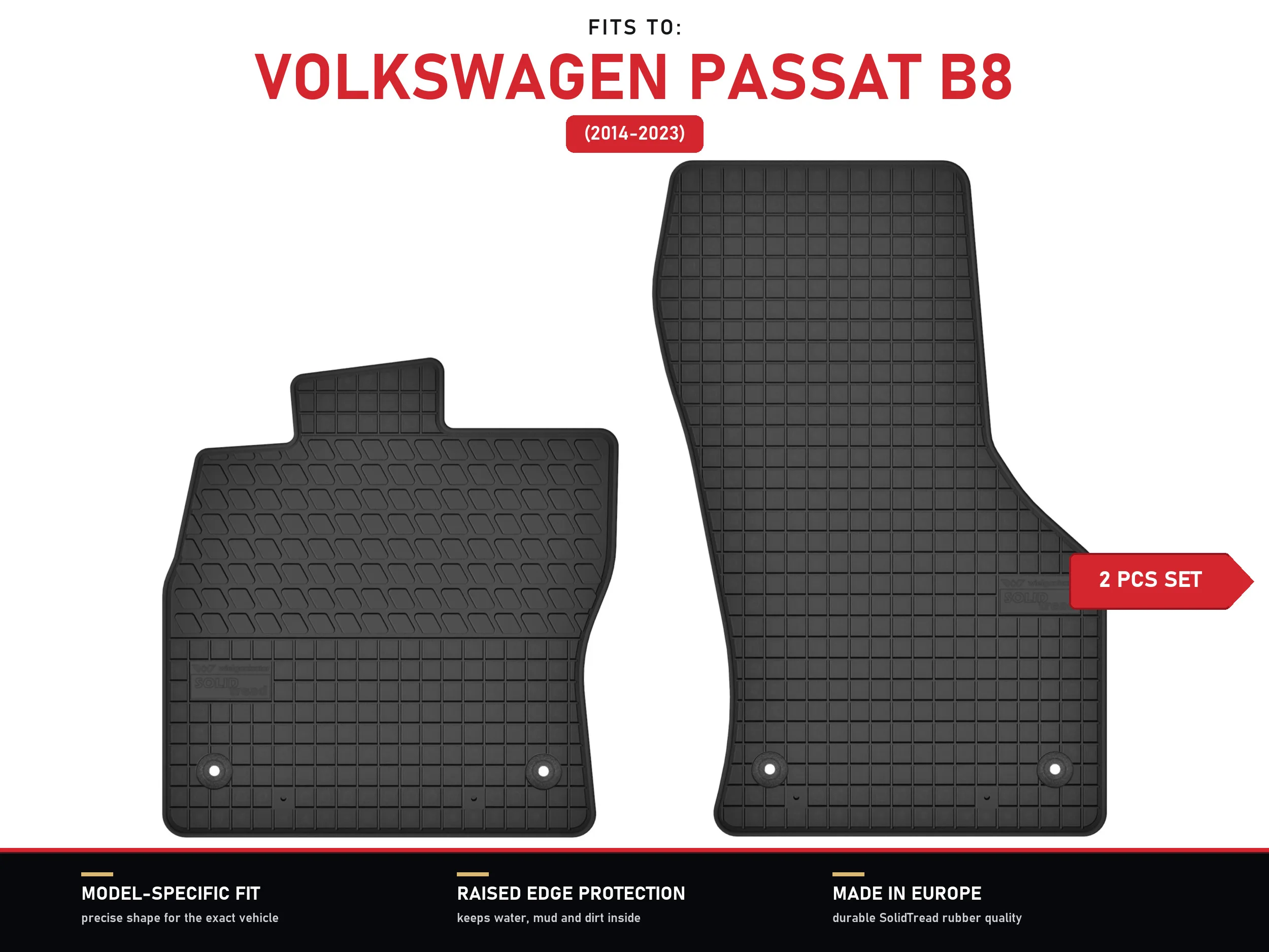 Rubberen matten voorzijde voor: Volkswagen Passat B8 2014-2023