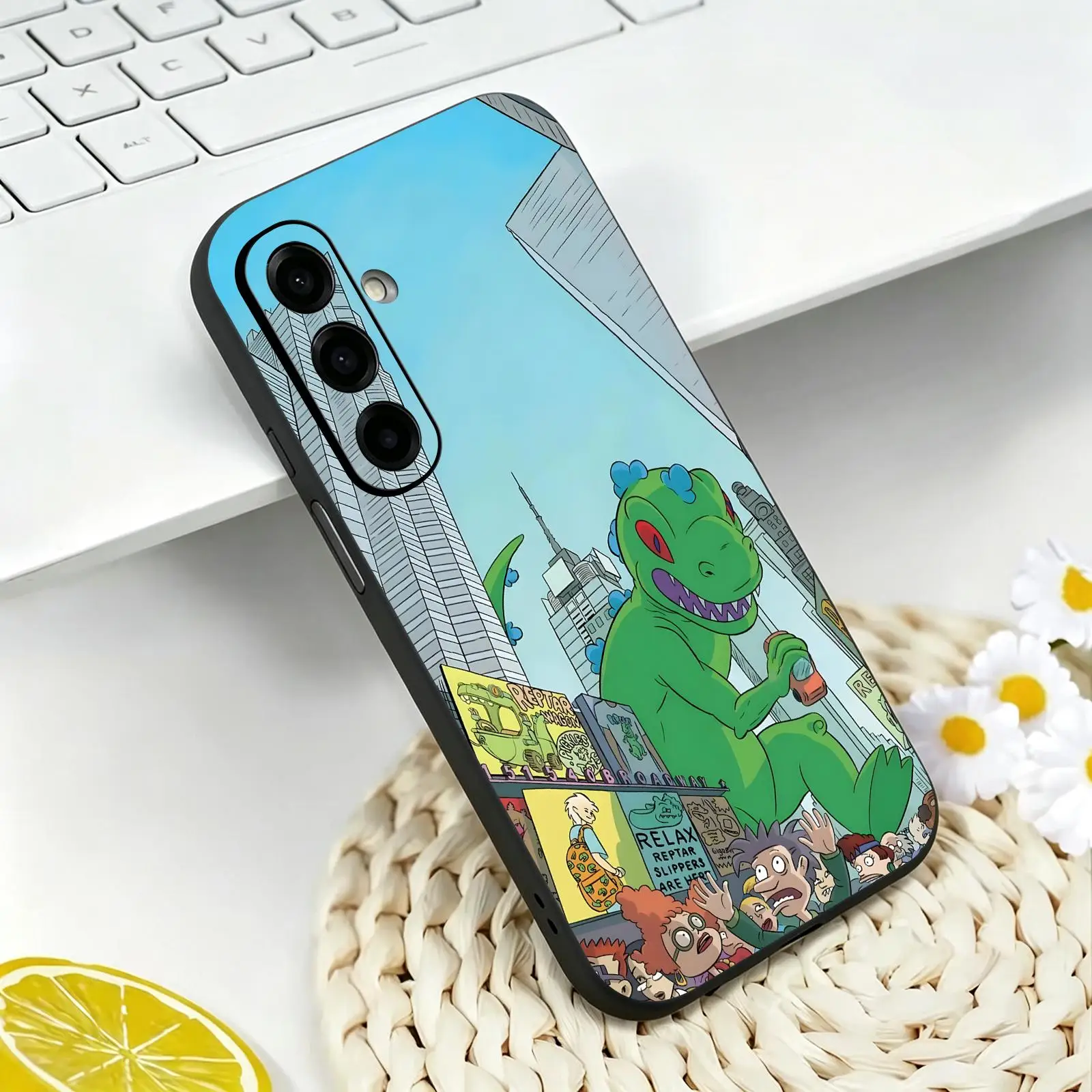 Phone Case For Samsung A57 A56 A37 A27 A17 A36 A26 A55 A35 Black Matte Soft Case Funny Cartoon R-Rugrats