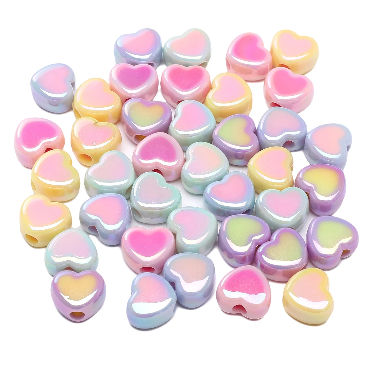 5/10Pcs Multi Color Love Heart Acrylic Beads Spacer Beads For Jewelry Making Diy Handmade Bracelets Earrings Accessories 15x13mm