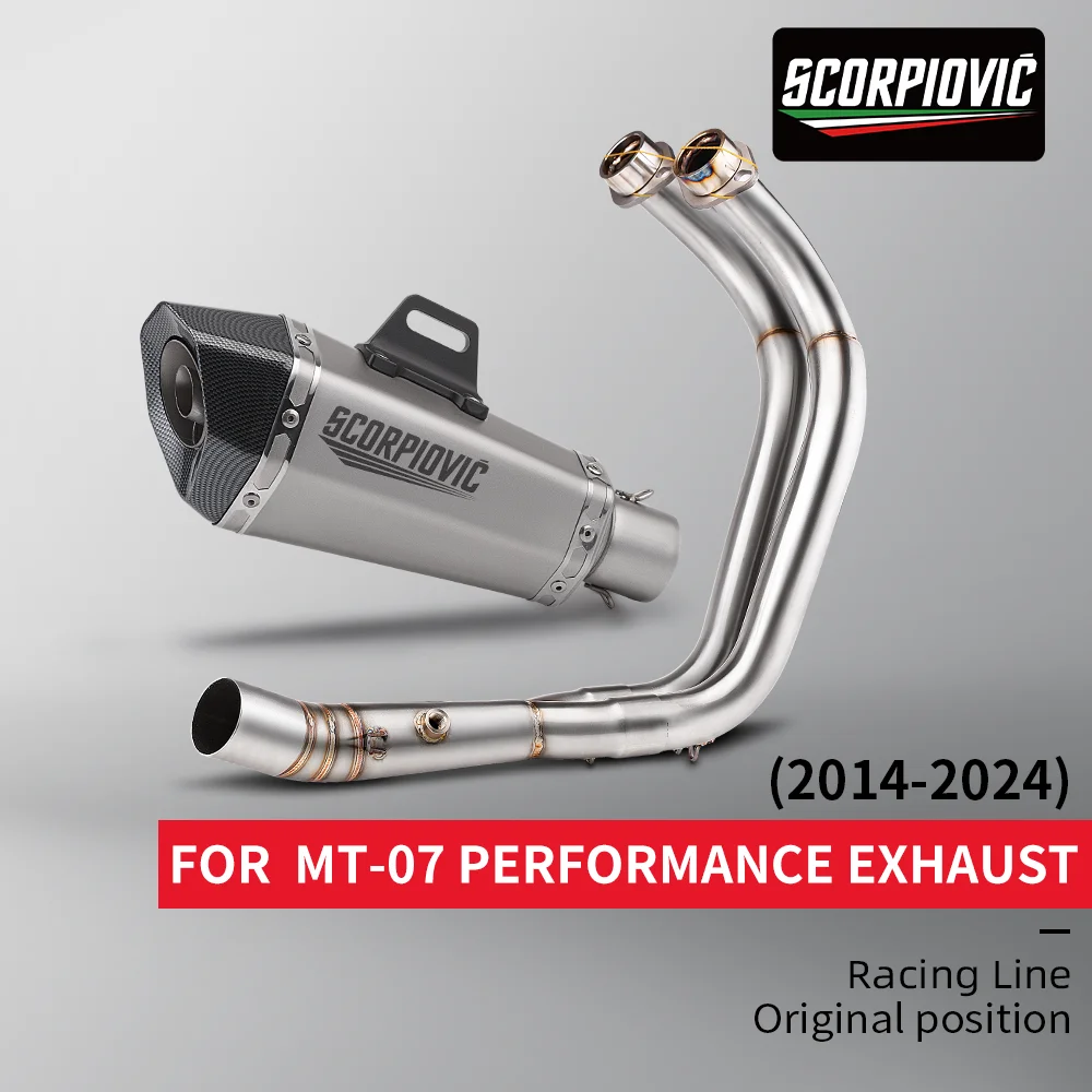 

MT-07 FZ-07 Motorcycle Exhaust Full System Muffler Slip on Exhaust For MT07 FZ07 2014-2024 MT 07 TRACER 700 Xsr700