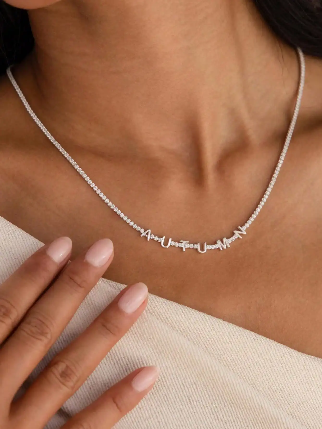 DOREMI Custom Name Tennis Necklace Personalized Smooth Letter Chain Elegant Daily Unique Gift Necklace - view 2