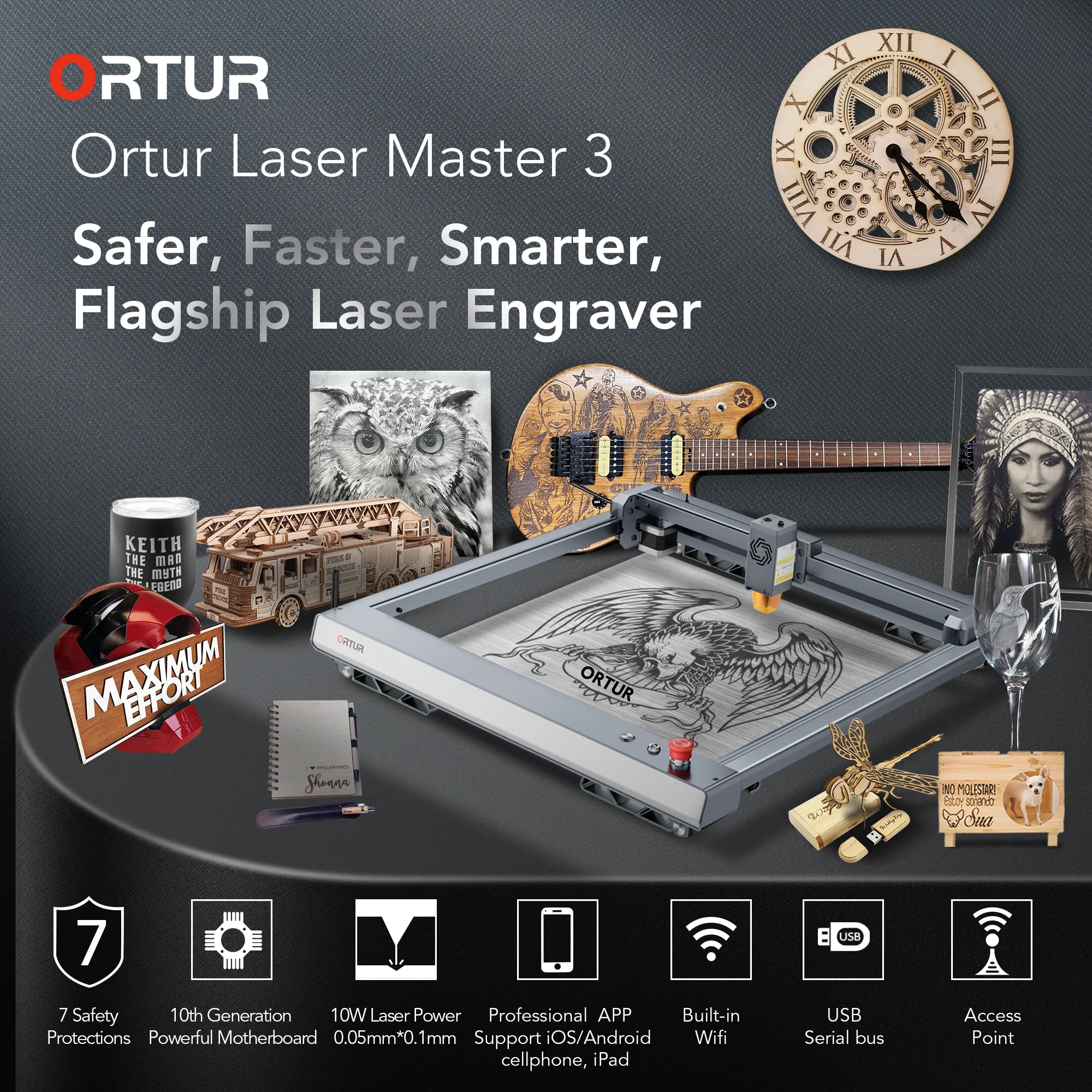 High Speed Ortur Laser Master 3 Powerful Laser Engraving Machine Wood Cutting Tools with Built-in Air Assist Woodworking Machine