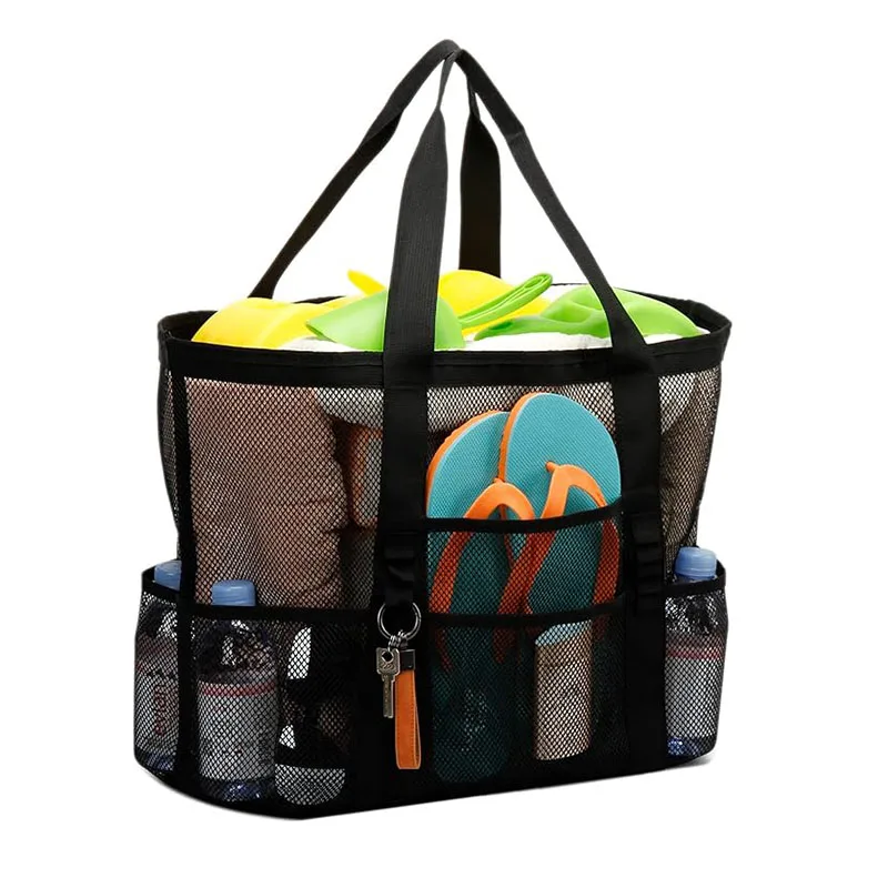 SPE20 bolsa grande de malla para playa, bolsa ligera para piscina, juguetes de arena, viaje familiar, comestibles, compras reutilizables