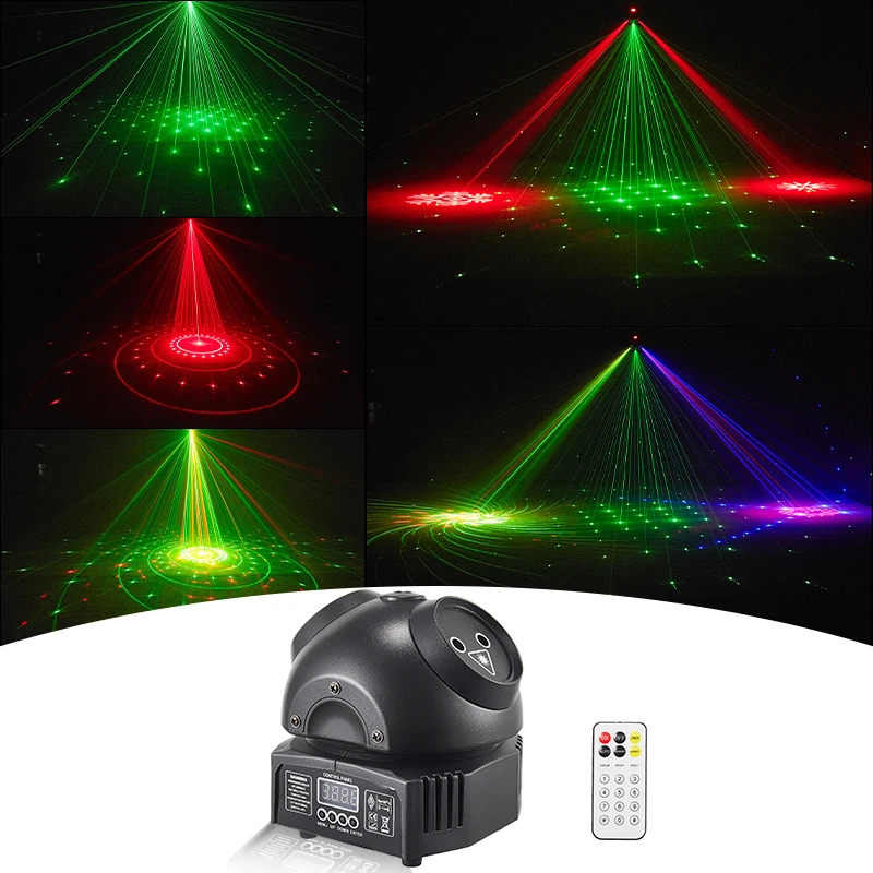 30W Beetle Baby Laser RGB Moving Head Light 3 In 1 Patterns Sharking Stage Lights With Remote Control For Parties Show Event Bar