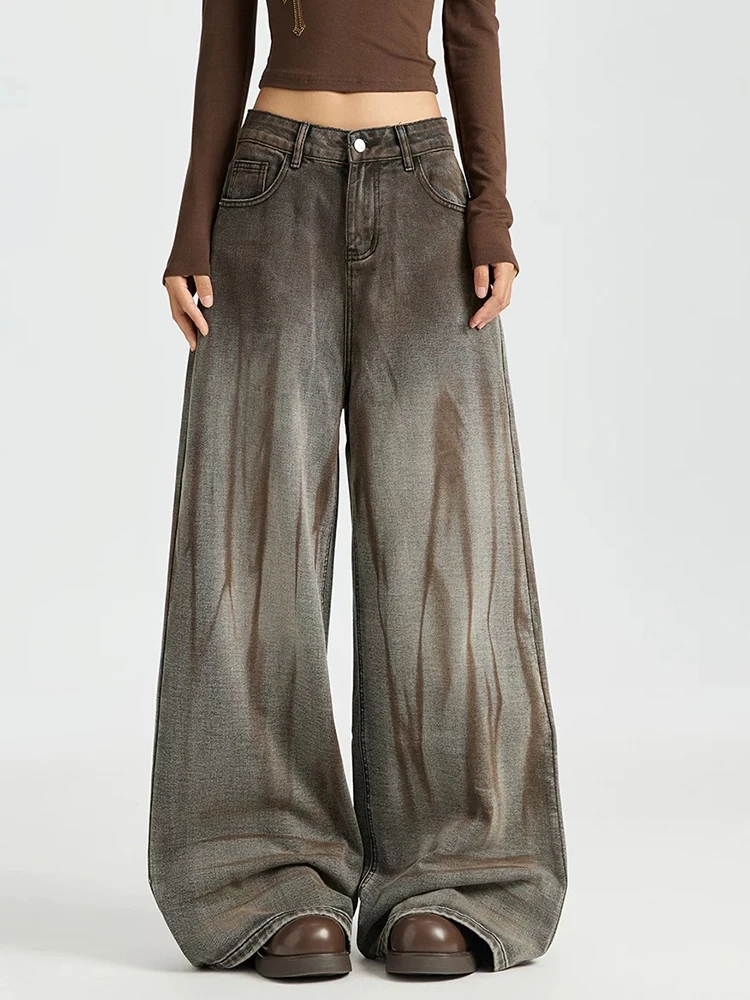 Y2K Amerikaanse Retro Jeans Dames Wasteland Flare Tie Dye Gewassen Vintage Lange Broek Herfst